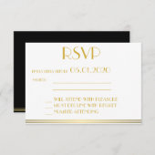 Mit Monogramm Gold Black Great Gatsby Wedding RSVP (Vorne/Hinten)