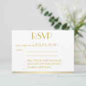 Mit Monogramm Gold Black Great Gatsby Wedding RSVP Karte (Stehend Vorderseite)