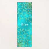 Mit Monogramm Gold & Blue Mandala Muster Yoga Mat Yogamatte (Vorderseite)
