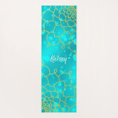 Mit Monogramm Gold & Blue Mandala Muster Yoga Mat Yogamatte (Rückseite)