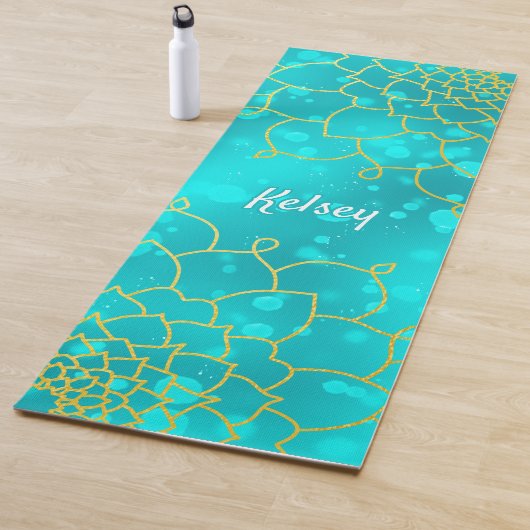 Mit Monogramm Gold & Blue Mandala Muster Yoga Mat Yogamatte (Beispiel)