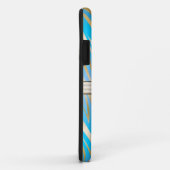 Mit Monogramm Gold Blue Zebra Print Muster Case-Mate iPhone Hülle (Hinten/Rechts)