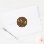 Mit Monogramm Gold Blume Minimal Weiß Runder Aufkleber (Umschlag)