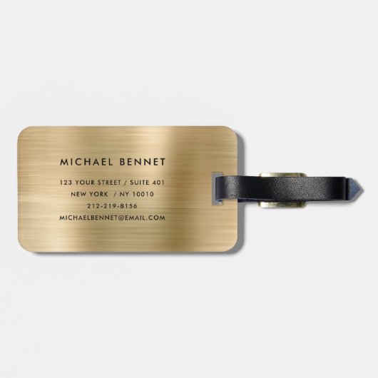 Mit Monogramm Gold-Brushmetall Gepäckanhänger (Rückseite horizontal)