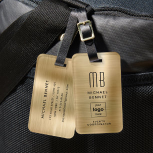 Mit Monogramm Gold-Brushmetall Gepäckanhänger