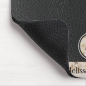 Mit Monogramm Gold Cowhide Leather Initialen Mousepad (Ecke)