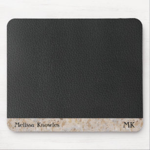 Mit Monogramm Gold Cowhide Leather Initialen Mousepad