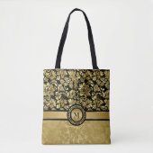 Mit Monogramm Gold Damask Tasche (Vorderseite)