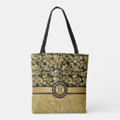 Mit Monogramm Gold Damask Tasche (Rückseite)