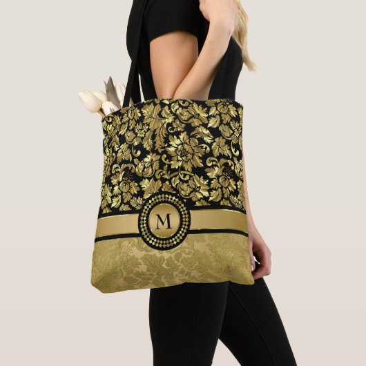 Mit Monogramm Gold Damask Tasche (Von Nahem)