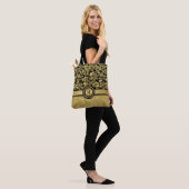 Mit Monogramm Gold Damask Tasche (Am Model)