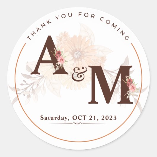 Mit Monogramm Gold Elegante Wedding Sticker (Vorderseite)