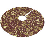 Mit Monogramm Gold Floral Damask Polyester Weihnachtsbaumdecke (Schrägansicht)