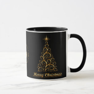 Mit Monogramm Gold Frohe Weihnachtsfeiertage Star Tasse