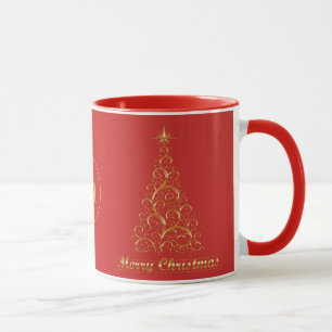 Mit Monogramm Gold Frohe Weihnachtsfeiertage Star Tasse