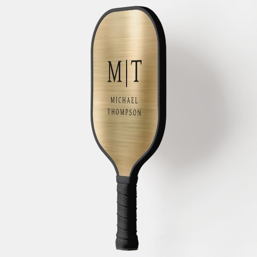 Mit Monogramm Gold gegossen Metallic Elegant Moder Pickleball Schläger (Links)