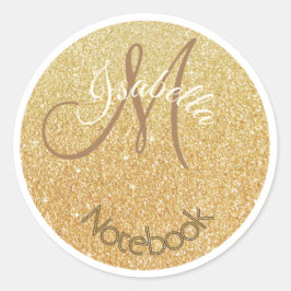 Mit Monogramm Gold Glitzer Dot Runder Aufkleber