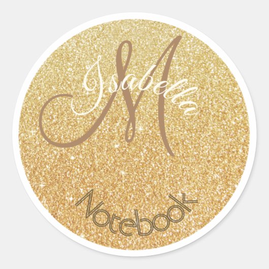 Mit Monogramm Gold Glitzer Dot Runder Aufkleber (Vorderseite)