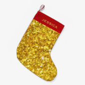 Mit Monogramm Gold Glitzer Muster Kleiner Weihnachtsstrumpf (Vorderansicht (hängend))