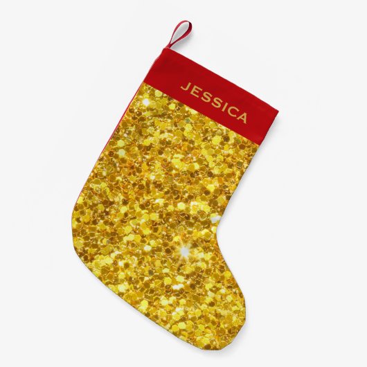 Mit Monogramm Gold Glitzer Muster Kleiner Weihnachtsstrumpf (Vorderansicht (hängend))