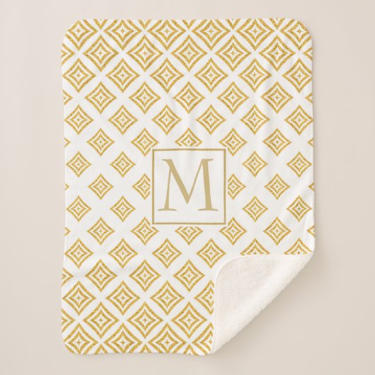 Mit Monogramm Gold Glitzer Rhomboid Sherpadecke (Vorderseite)