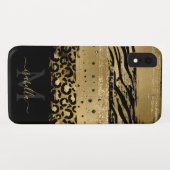 Mit Monogramm Gold-Glitzer-Script Case-Mate iPhone Hülle (Rückseite (Horizontal))