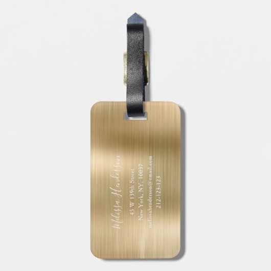 Mit Monogramm-Gold-Glitzer-Tropfen Gepäckanhänger (Rückseite vertikal)