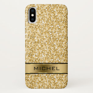 Mit Monogramm Gold Glitzer Weißer Spargel iPhone X Hülle