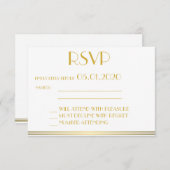 Mit Monogramm Gold Great Gatsby Wedding RSVP Cards (Vorne/Hinten)