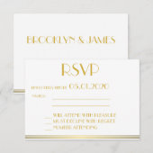 Mit Monogramm Gold Great Gatsby Wedding RSVP Cards Karte (Vorne/Hinten)