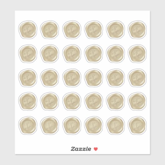 Mit Monogramm Gold Imitate Wax Siegel Aufkleber (Blatt)