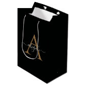 Mit Monogramm Gold Jade Black | Minimal Elegant Mittlere Geschenktüte (Vorderseite Schrägansicht)
