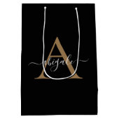 Mit Monogramm Gold Jet Black | Minimal Elegant Mittlere Geschenktüte (Rückseite)