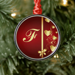 Mit Monogramm Gold Liebe Herz und Schnörkel Ornament Aus Metall