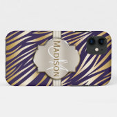 Mit Monogramm Gold Lila Zebra Druckmuster Case-Mate iPhone Hülle (Rückseite (Horizontal))
