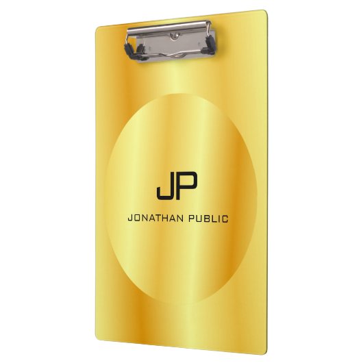 Mit Monogramm Gold Look Elegante Trendy Template Klemmbrett (Links)