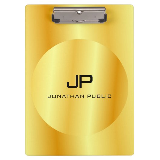 Mit Monogramm Gold Look Elegante Trendy Template Klemmbrett (Vorderseite)