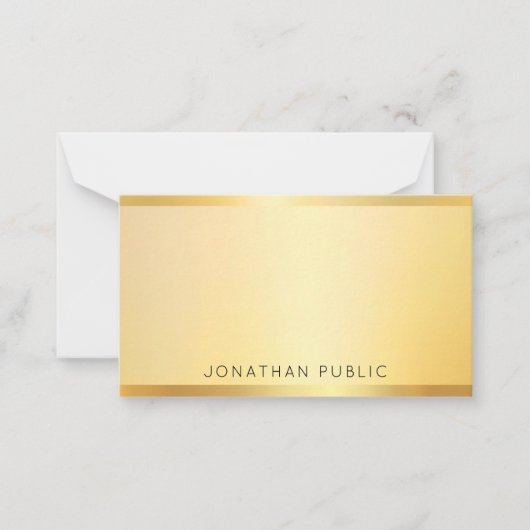 Mit Monogramm Gold Look Template Moderne Elegant Mitteilungskarte (Vorderseite)