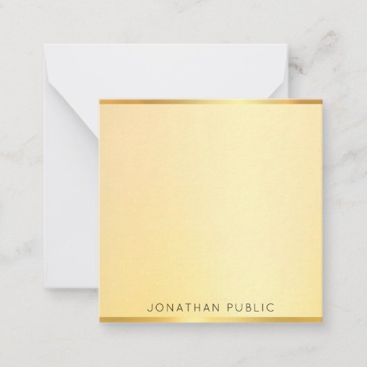 Mit Monogramm Gold Look Template Moderne Elegant Mitteilungskarte (Vorderseite)