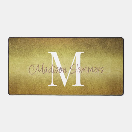 Mit Monogramm Gold-Metallic-Gradient Schreibtischunterlage (Vorderseite)