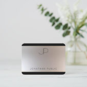 Mit Monogramm Gold Silber Elegantes modernes Templ Visitenkarte (Stehend Vorderseite)