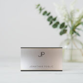 mit Monogramm Gold Silber Elegantes Template Luxus Visitenkarte (Stehend Vorderseite)