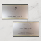 mit Monogramm Gold Silber Elegantes Template Luxus Visitenkarte (Vorne/Hinten)
