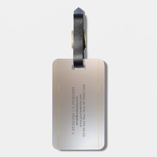 Mit Monogramm Gold Silver Look Elegant Moderne Gepäckanhänger (Rückseite vertikal)