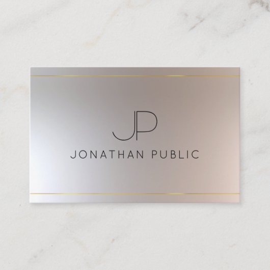 mit Monogramm Gold Silver Look Elegant Moderne Visitenkarte (Vorderseite)