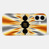 Mit Monogramm Gold Silver Metallic Fraktal Case-Mate iPhone Hülle (Rückseite (Horizontal))