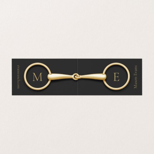 Mit Monogramm Gold Snaffle-Bit-Pferdebranche Visitenkarten (Außenseite Aufgefaltet)