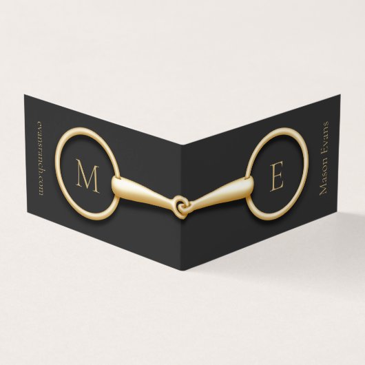 Mit Monogramm Gold Snaffle-Bit-Pferdebranche Visitenkarten (Vorderseite)