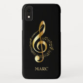 Mit Monogramm Gold Treble Clef Case-Mate iPhone Hülle (Rückseite)