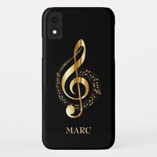 Mit Monogramm Gold Treble Clef Case-Mate iPhone Hülle (Rückseite)
